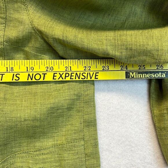 COLDWATER CREEK 100% Linen Utility Button Jacket Drawstring Hem Green Large EUC - Picture 7 of 12